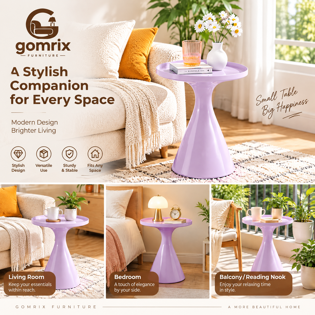 Gomrix Pastel Round Accent Side Table