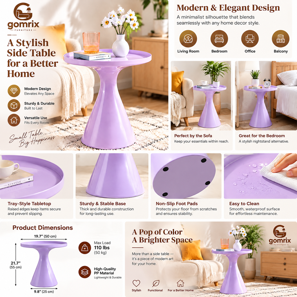 Gomrix Pastel Round Accent Side Table