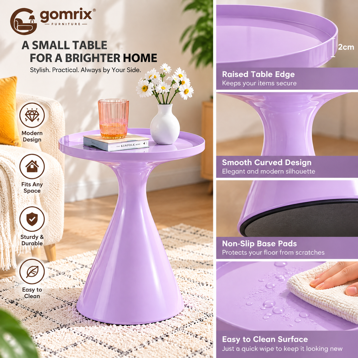Gomrix Pastel Round Accent Side Table