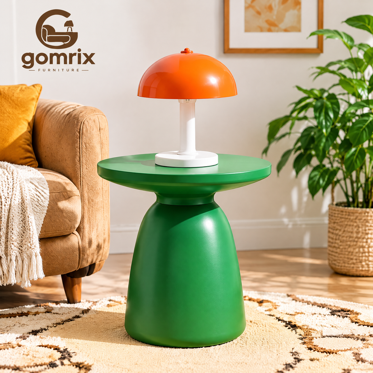 Gomrix Green Pedestal Side Table
