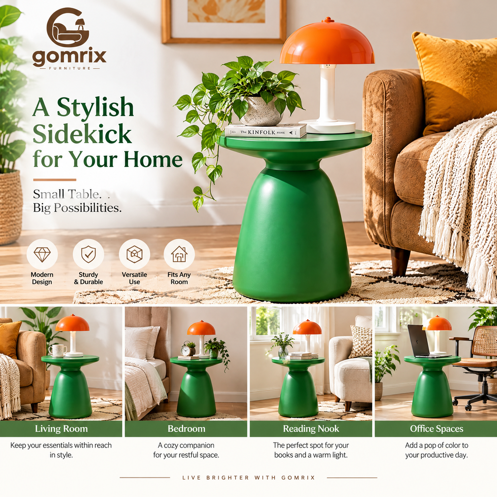 Gomrix Green Pedestal Side Table