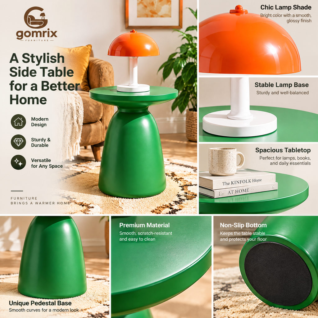 Gomrix Green Pedestal Side Table