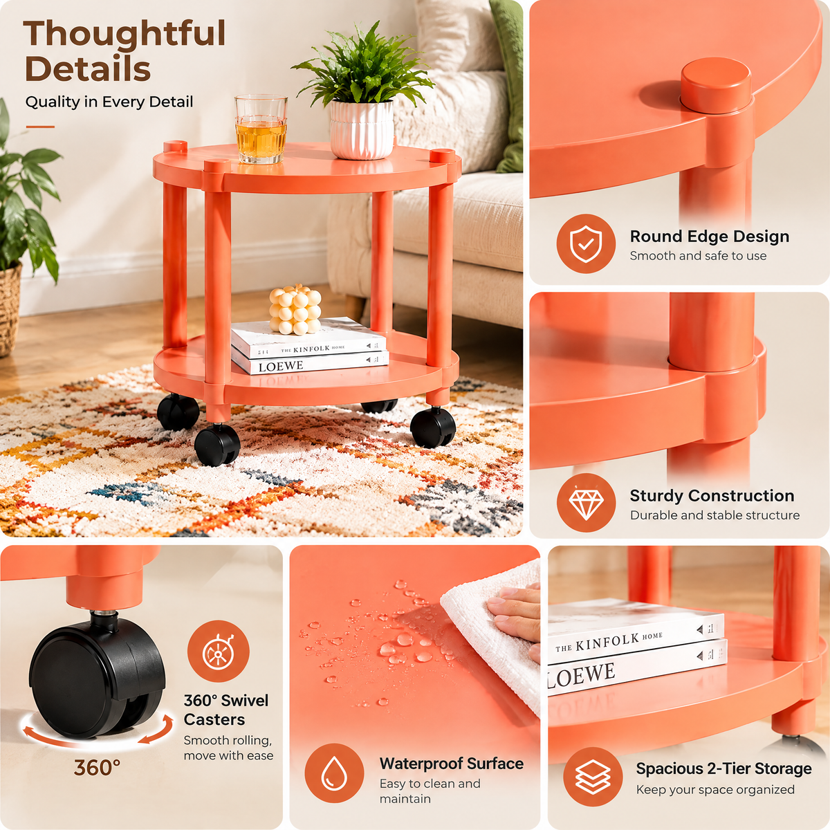 Gomrix Orange Round Side Table