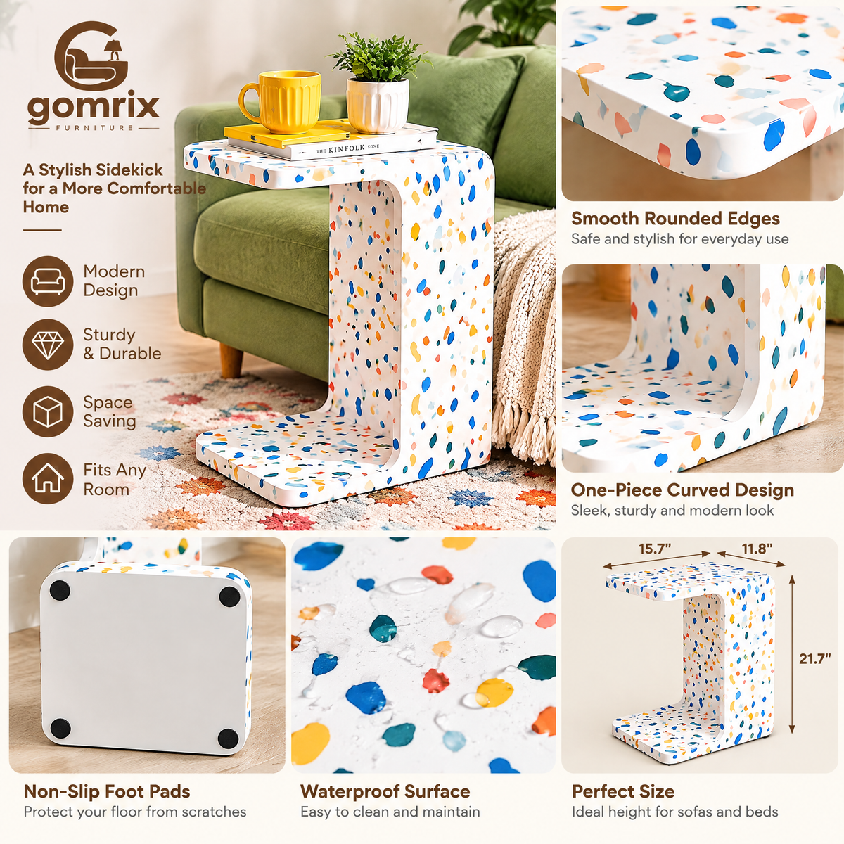 Gomrix Floral Pattern Accent Table