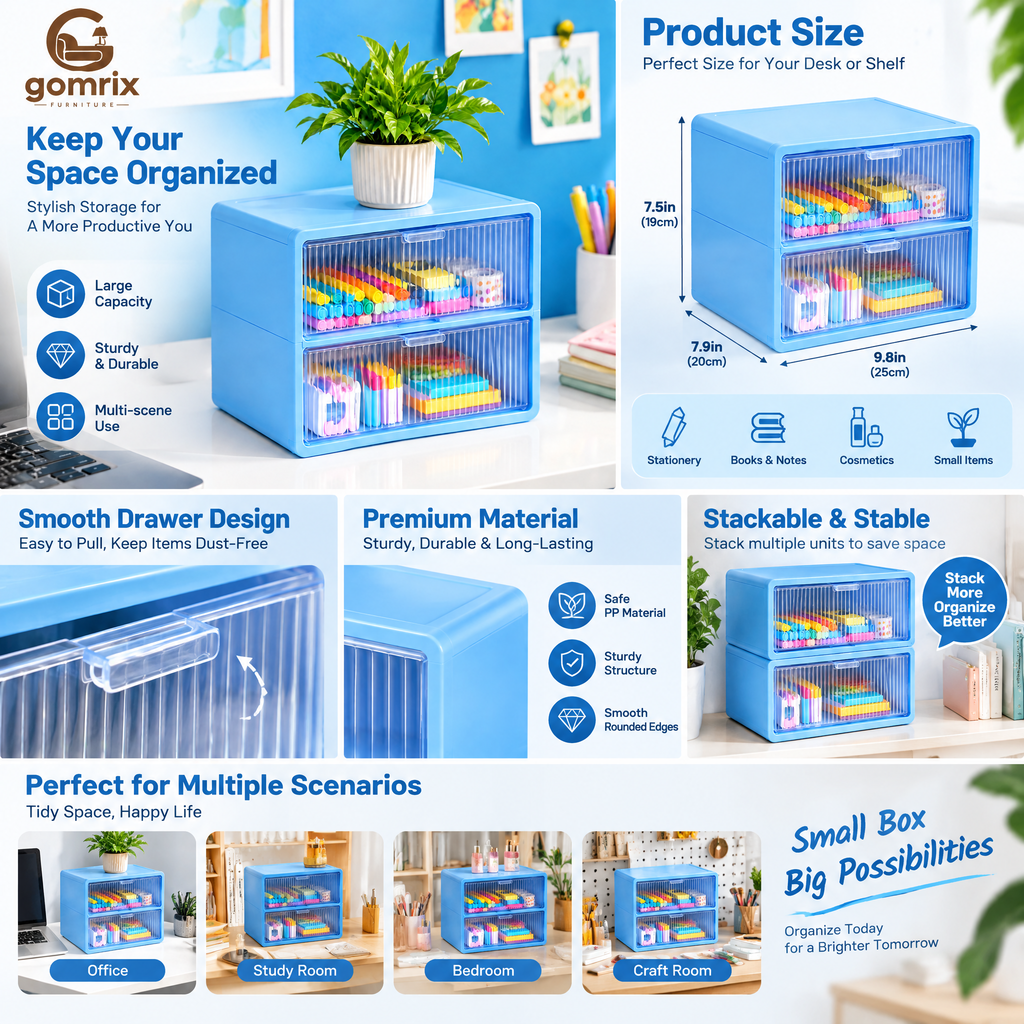 Gomrix Acrylic Drawer Storage Box