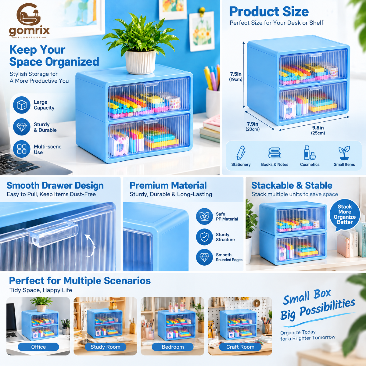 Gomrix Acrylic Drawer Storage Box